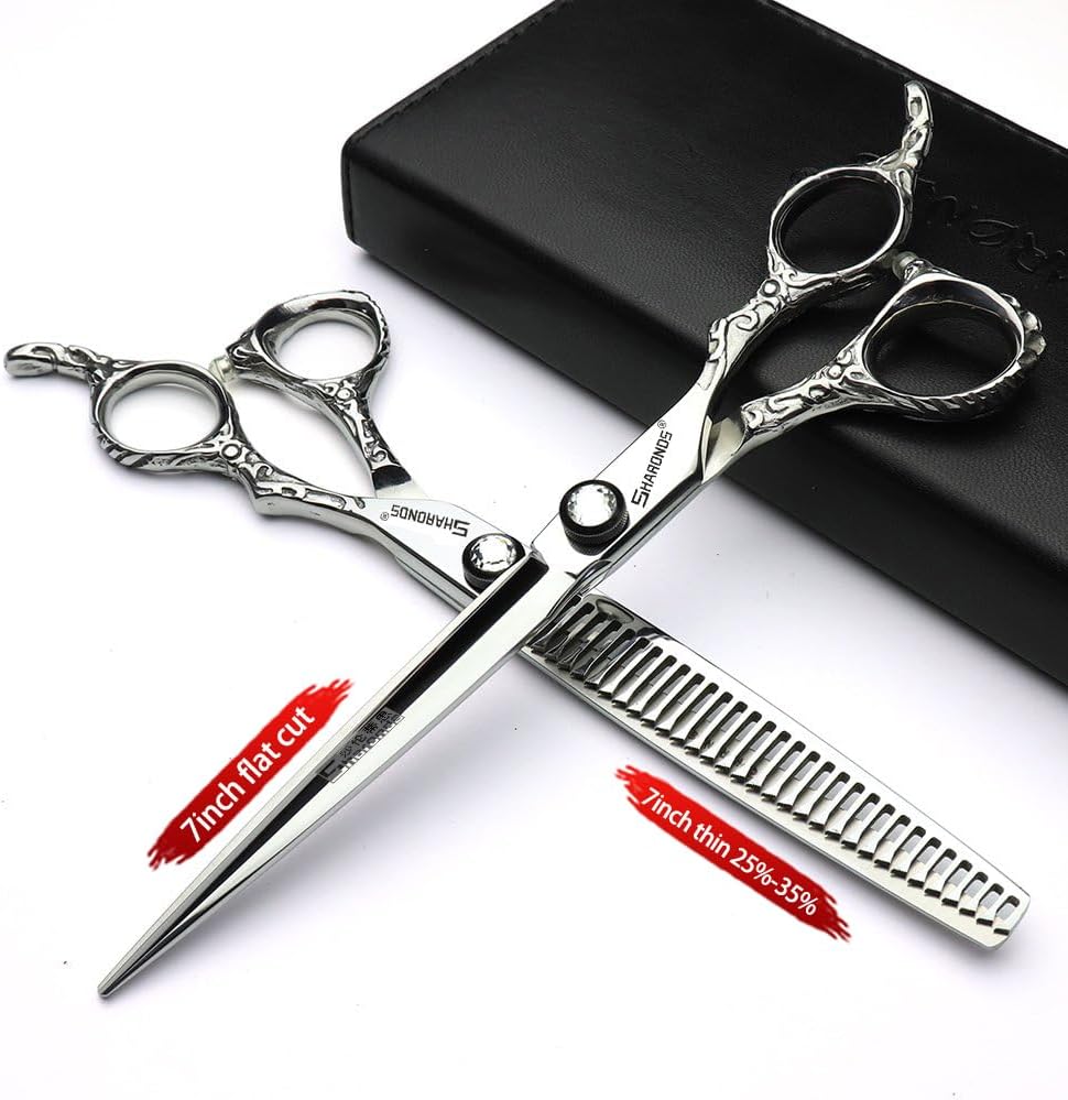 Hairdressing salon hairdressers use 7-inch hair clippers, hairstyling tools, and scissors