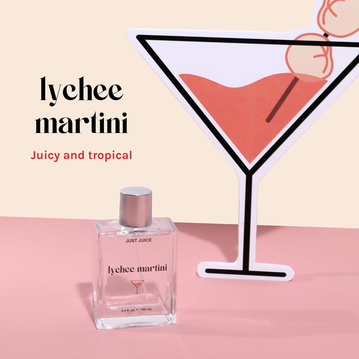 Just Juice Lychee Martini - Mini Travel Size - Lychee, Passion Fruit, Musk Perfume for Women and Men - Tropical Summer Perfume - 0.3 oz