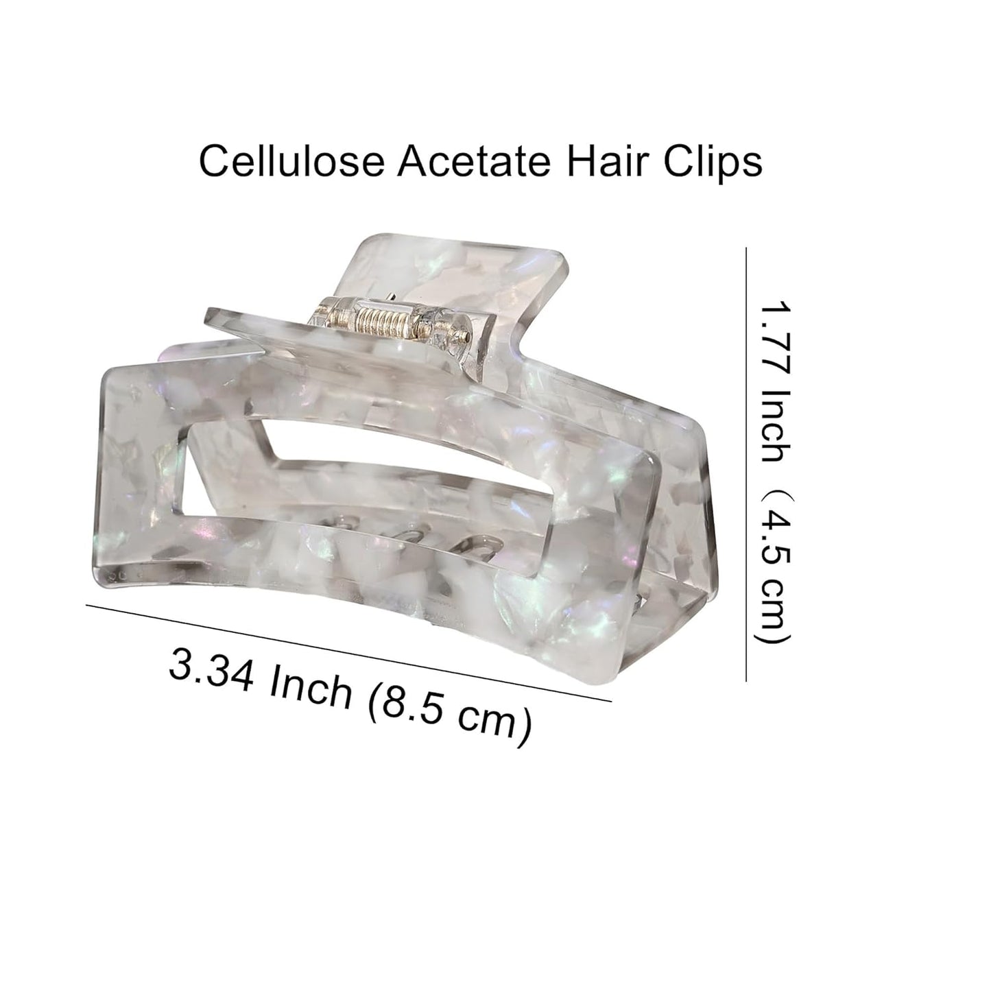 Cellulose Acetate Hair Clips for Women, Rectangle Tortoise Shell Celluloid Strong Hold Claw Clips for Thin Thick Hair, Barrette Jaw Clamp Styling Accessories for Ladies Mother (2 Pack)