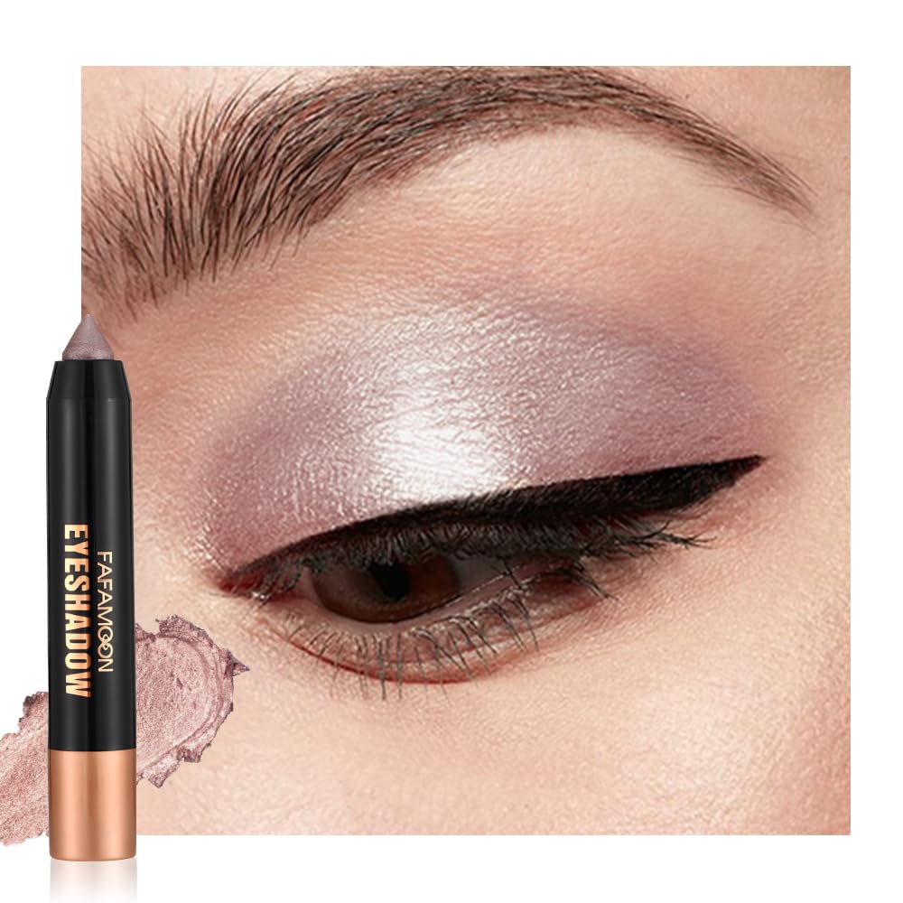 AMY'S DIARY Shimmer Purple Gold Eyeshadow Stick, Cream Eye Shadow Pencil Waterproof, Eyeshadow Crayon Pen Eye Brightener Stick for Eyes Highlighter