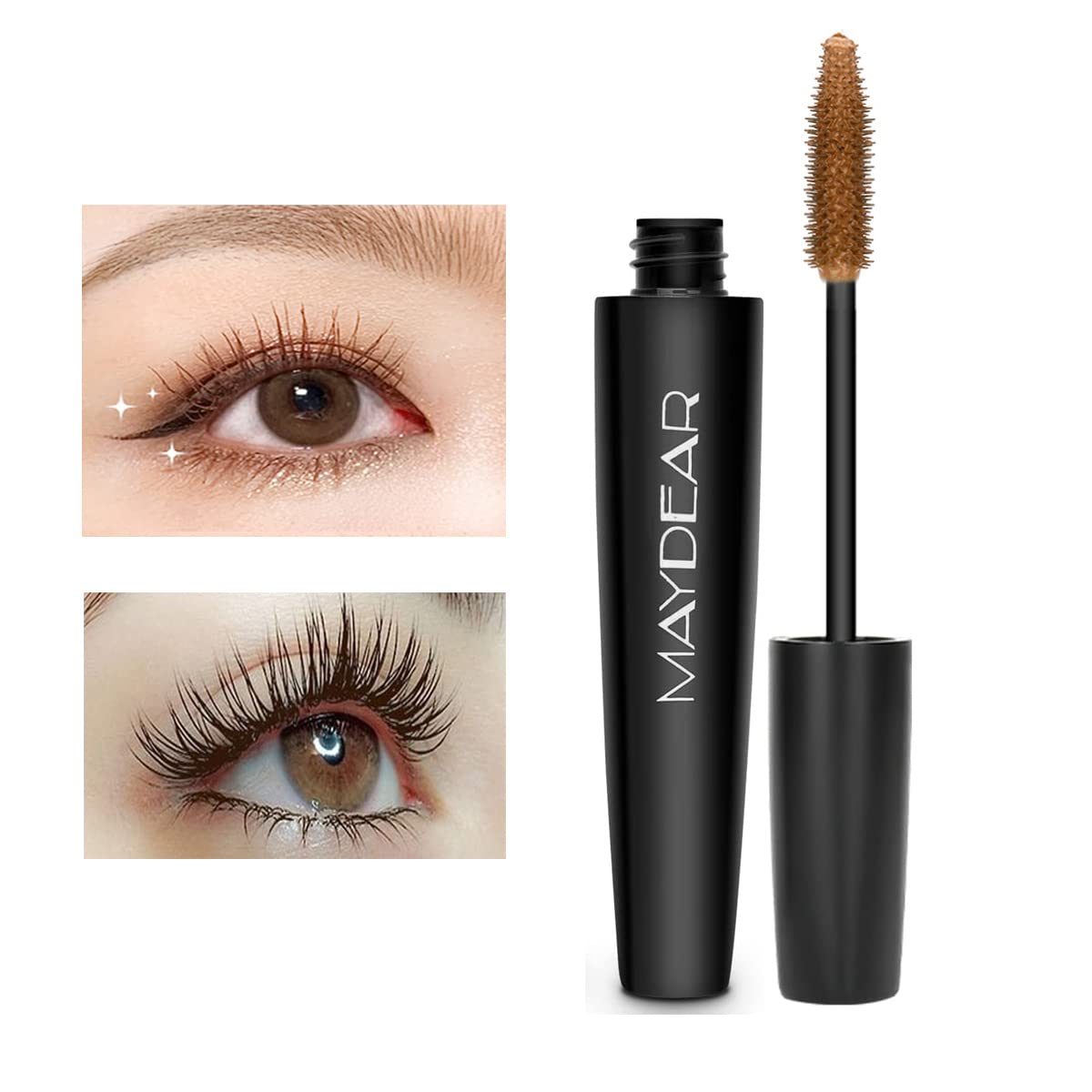 Maydear Brown Mascara for Eyelashes, Waterproof Long Lasting Smudgeproof Color Mascara for Women Fast Dry Lengthening Eye Makeup Party Stage Use