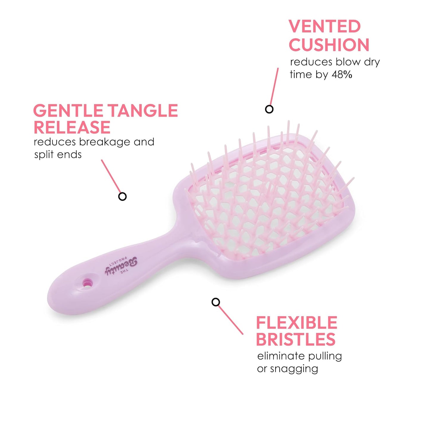 Detangling Brush for All Wet or Dry Hair Types - Pain-Free Brushing, Vented Hair Brush - Lightweight Handle with Extreme Flex to Contour to Scalp (Amethyst)