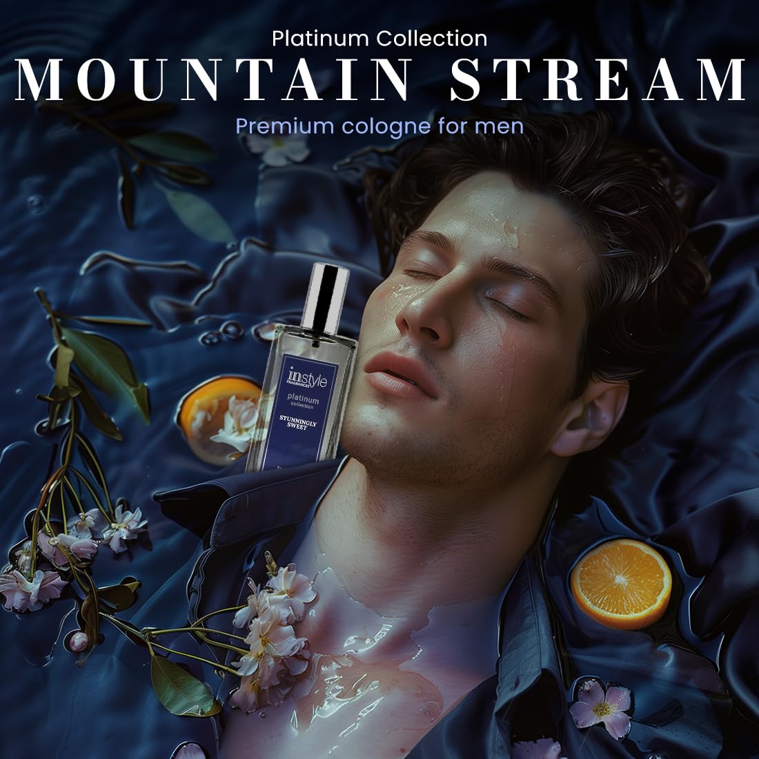 Instyle Fragrances Platinum Collection Mountain Stream, Premium Men’s Eau de Parfum, CLEAN, Vegan, Paraben-Free, Never Tested on Animals, 3.4 Fluid Ounces