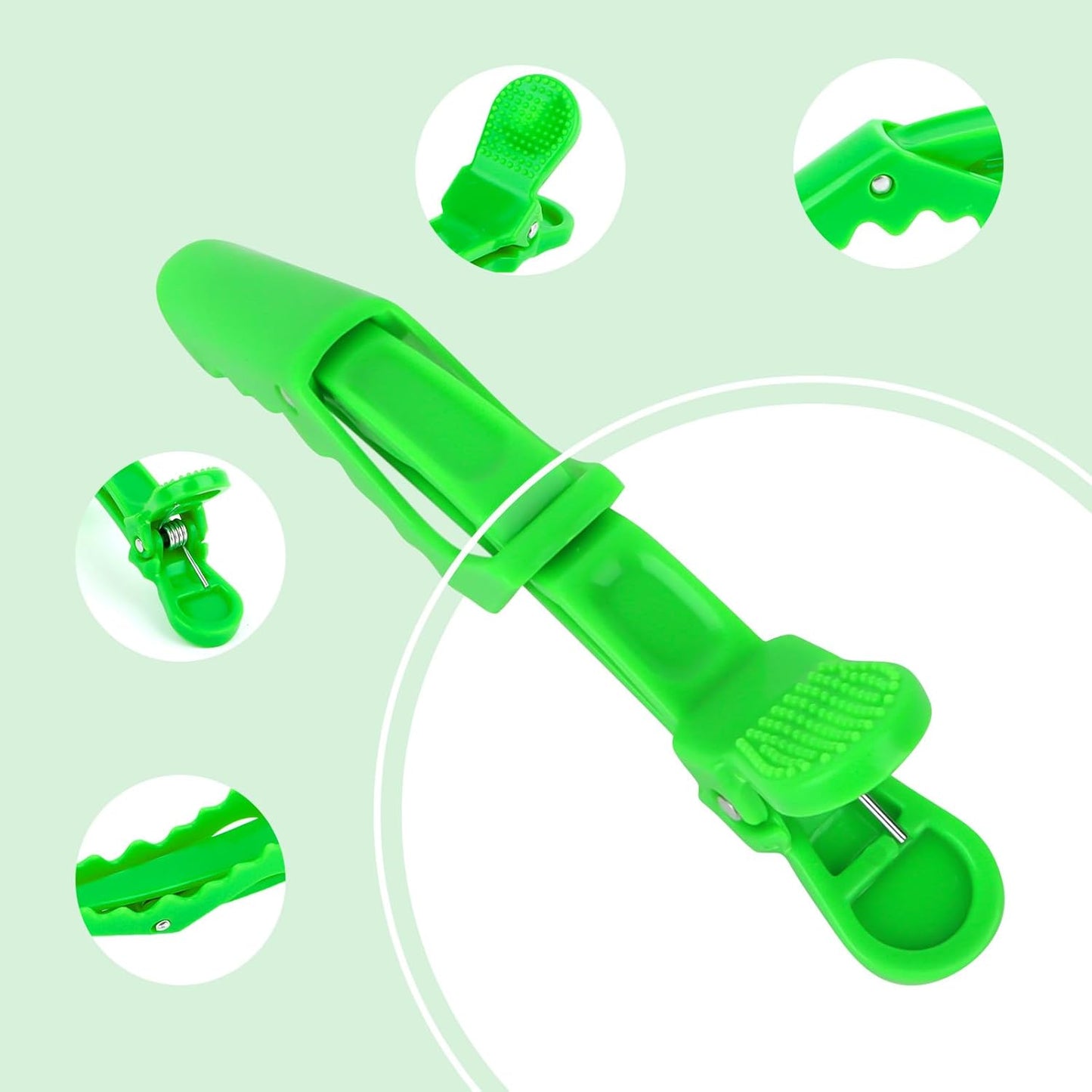 Ondder 14 Pcs Light Green Large Alligator Hair Clips for Hair Styling Sectioning, Professional Strong Hold for Barber Hair Coloring Cutting, Accessories for Women Men Girls Teens