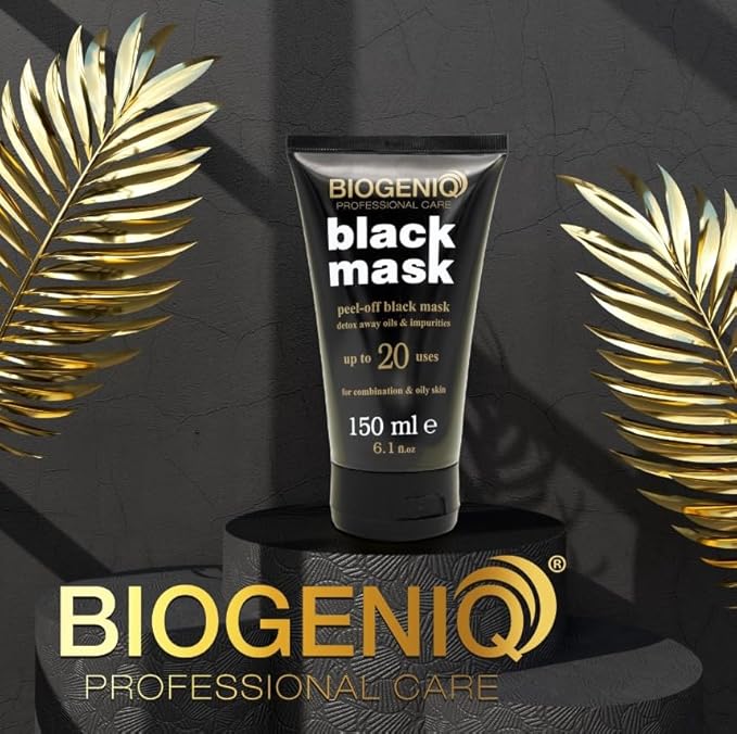 Biogeniq Professional Care Black Mask, Peel-Off, Detox for Oils & Impurities, Up to 20 Uses, 6.1 fl.oz