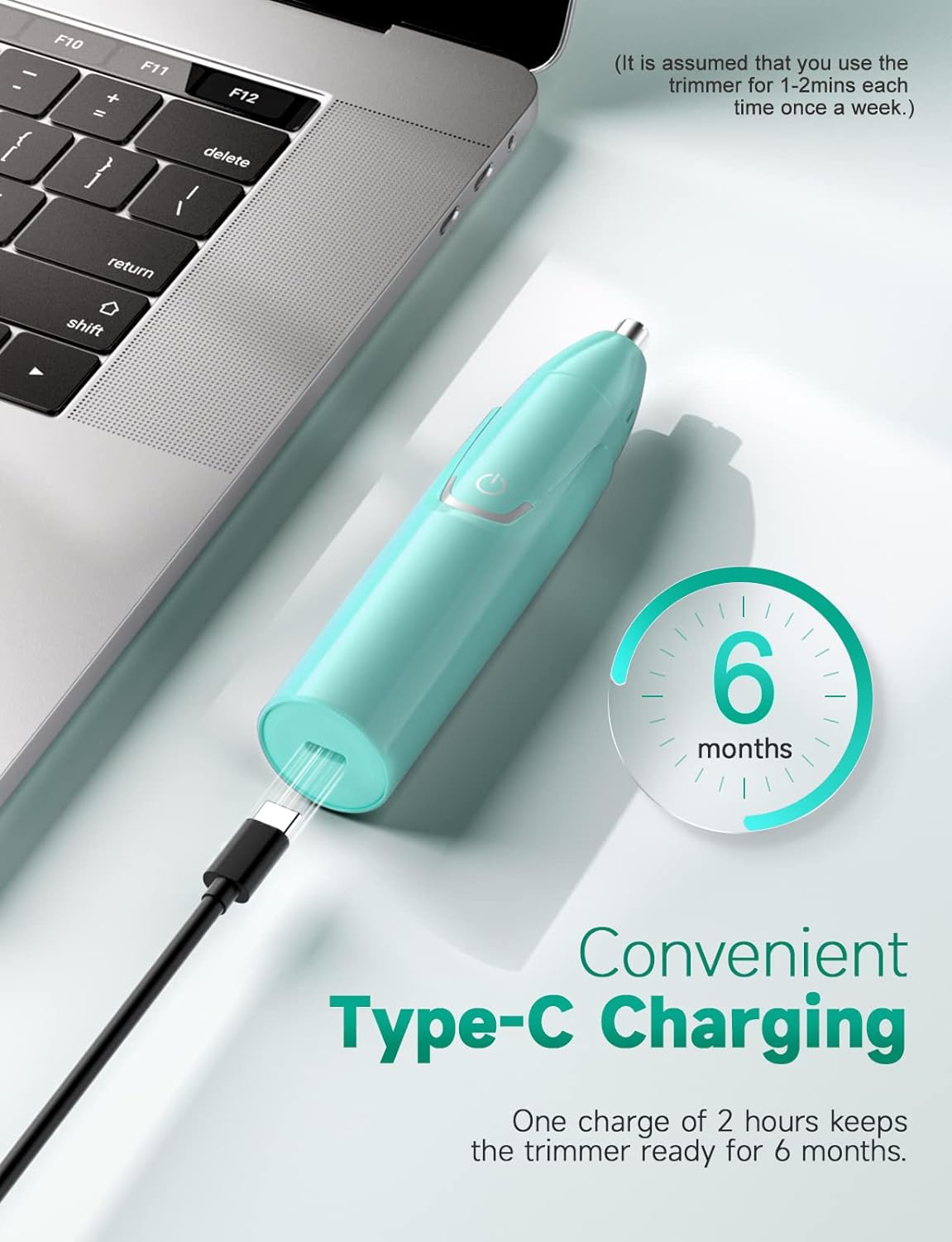 Rechargeable Ear and Nose Hair Trimmer - 2025 Professional Painless Eyebrow & Facial Hair Trimmer for Men Women, Powerful Motor and Dual-Edge Blades for Smoother Cutting Mint Green