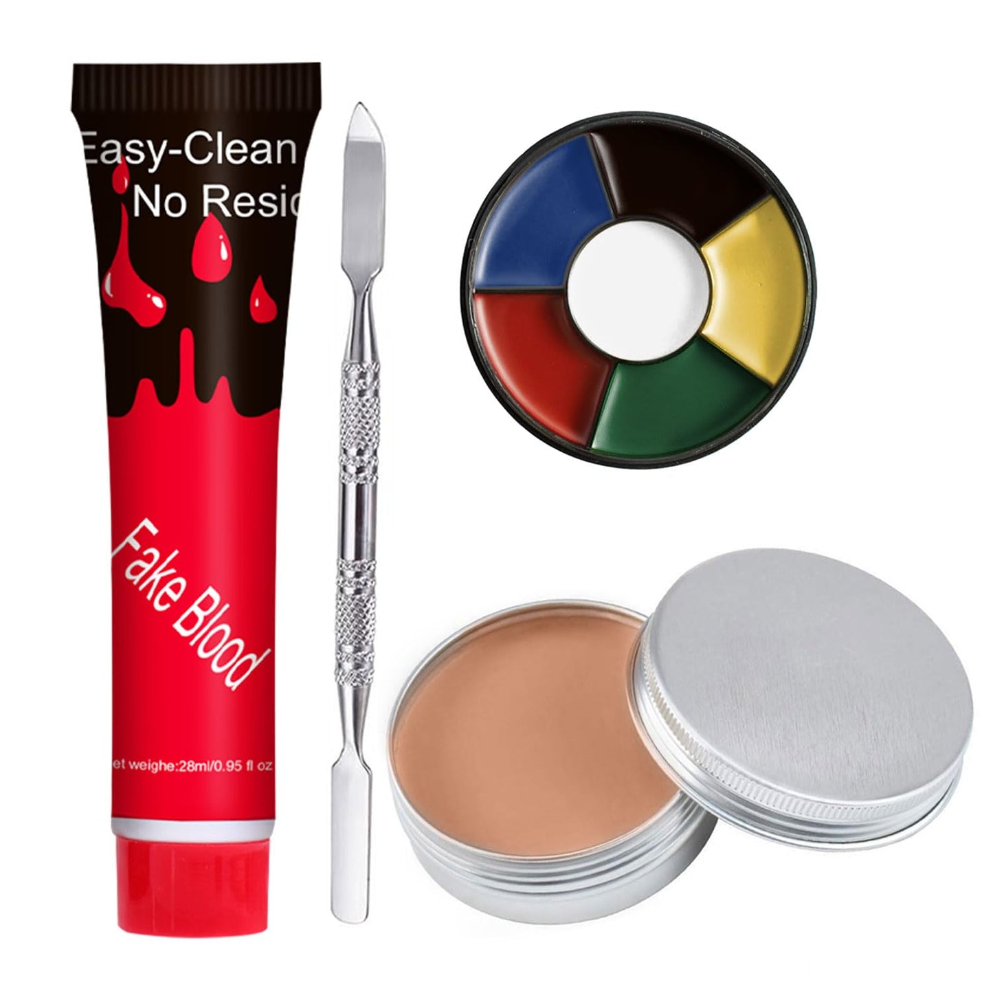 Fake Blood Gel and Scar Wax Set, Special Effects SFX Halloween Makeup Kit Fake Molding Wound Skin Wax Fake Nose Stage Zombie Cosplay Costume SFX Makeup