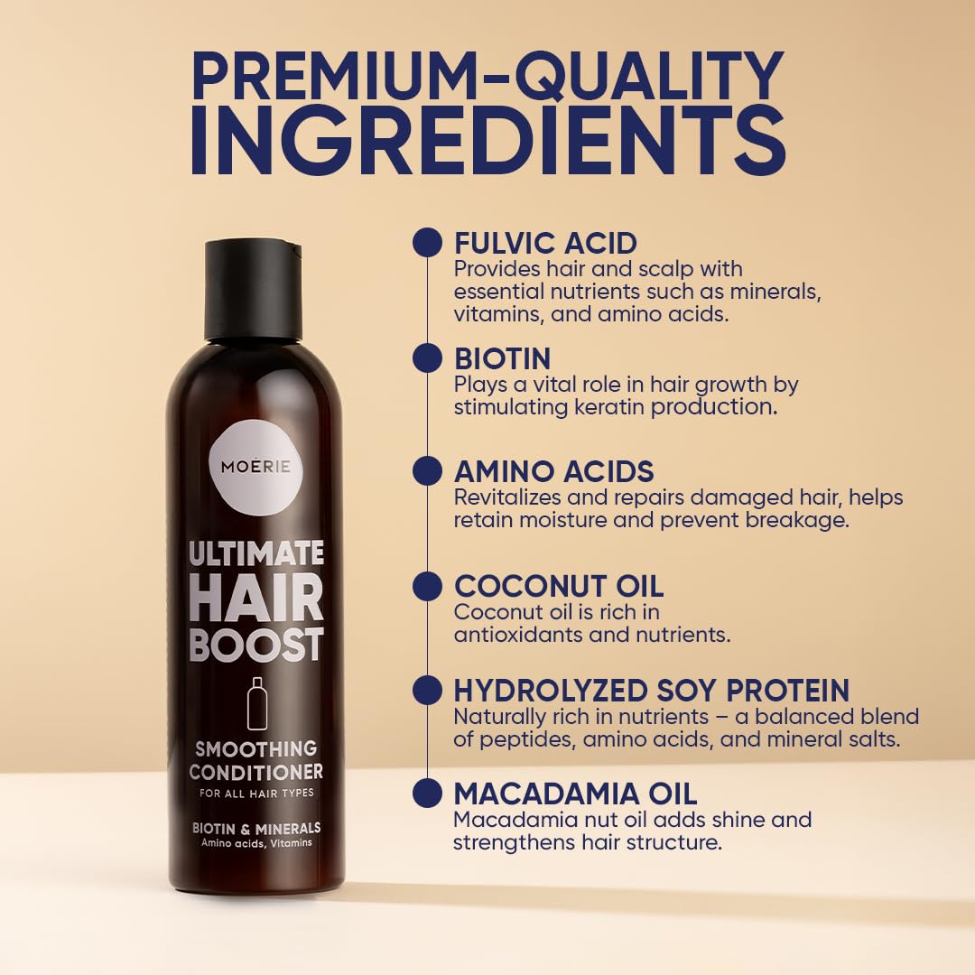 Moerie Ultimate Hair Growth Conditioner – For Longer, Thicker, Fuller Hair - Vegan Friendly Volumizing Hair Products – Paraben & Silicone Free – All Hair Types – Reverse Hair Loss – Double Set