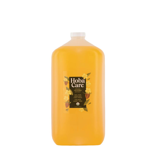 HobaCare Organic Jojoba Oil Bulk - Unrefined Carrier Oil for Soap Making, Hair, Face, Beard, Scalp, Massage, Skincare Spa - Natural, Pure, Hexane Free, Long Shelf Life (128 oz Gallon)