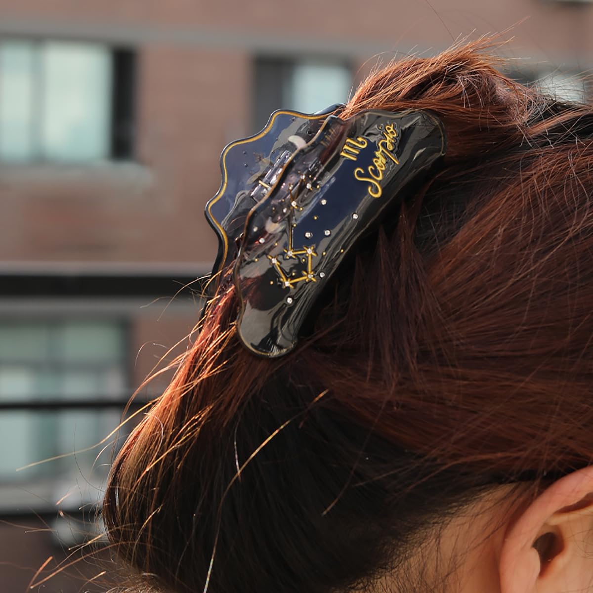 Fantasy Scorpio Sign Hair Clips,Novelty Acetate Claw Clip,Zodiac Hair Clips for Women,Black