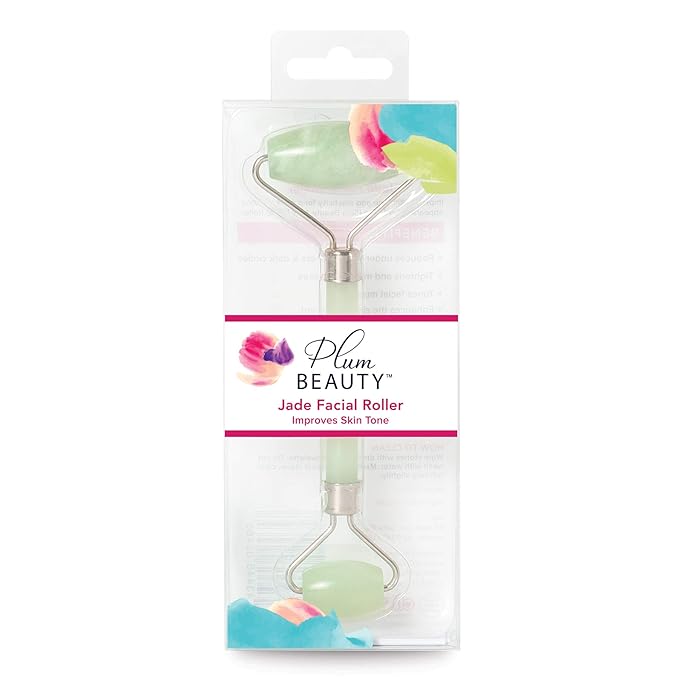 Jade Roller for Face - Improves Skin Tone and Blood Circulation - Skin Care Face Roller Reduces Under-Eye Puffiness and Dark Circles (Pack of 2)