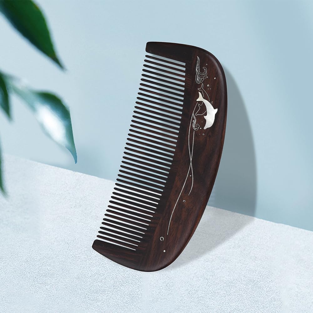TAN MUJIANG Wooden Hair Comb for Woman Antistatic Scalp Massage HET Dolphin 1pc