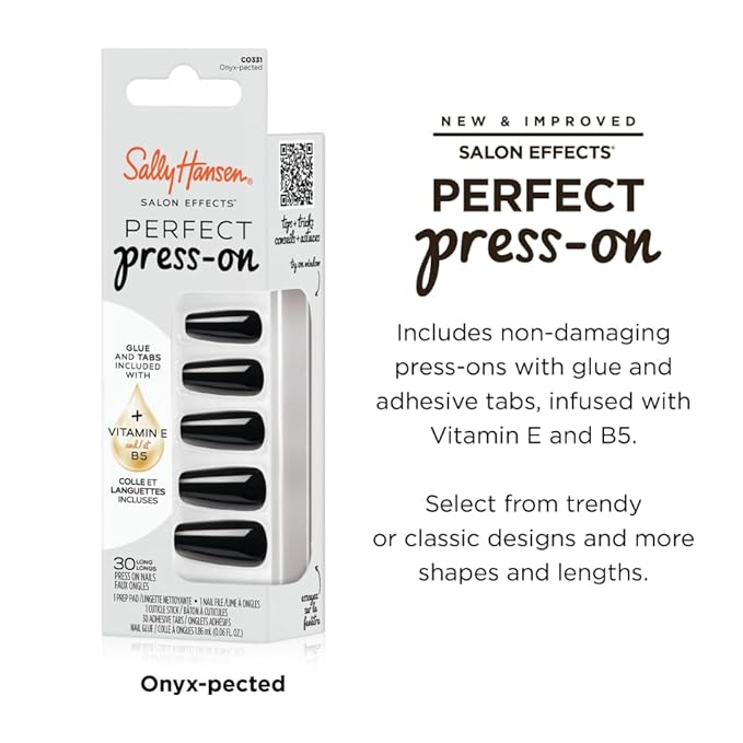 Sally Hansen Instant Cuticle Remover and Salon Effects Perfect Press-On Nails Kit, Nail Glue and 30 Designs