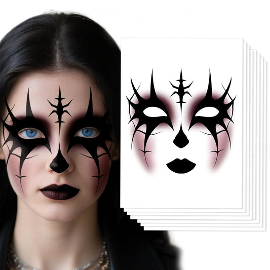 8Pcs Halloween Face Tattoo Stickers, Spooky Face Temporary Tattoos, Temporary Face Tattoos for Women Adults Kids, Makeup Tattoo Sticker,Halloween Face Stickers Art