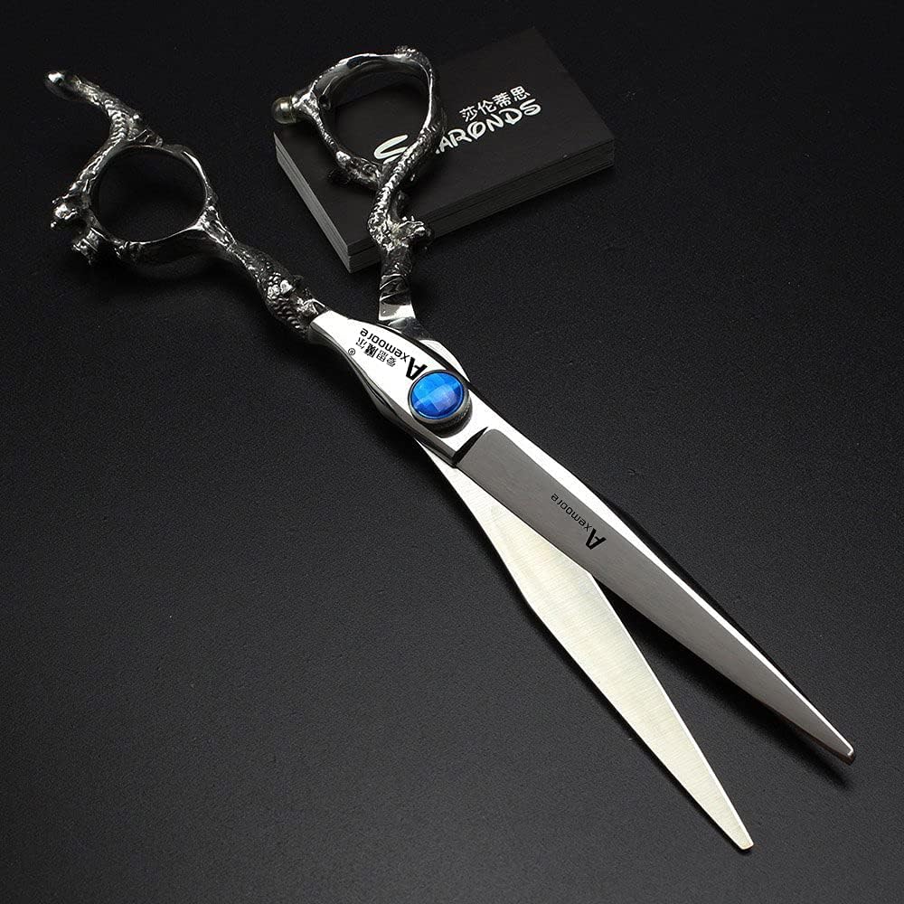 7/7.5/8/9 inch scissors silver professional hairdresser hair cut and trim diluted sharp 440C steel (7 inch flat shear)