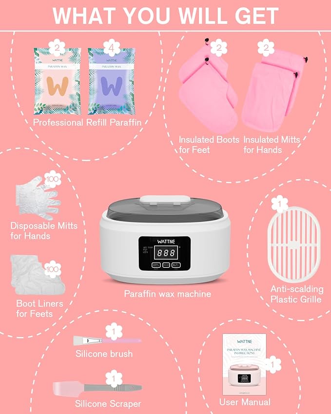 Paraffin Wax Machine for Hand and Feet -Paraffin Wax Warmer Moisturizing Kit Auto-time and Keep Warm Paraffin Hand Wax Machine for Arthritis (White)