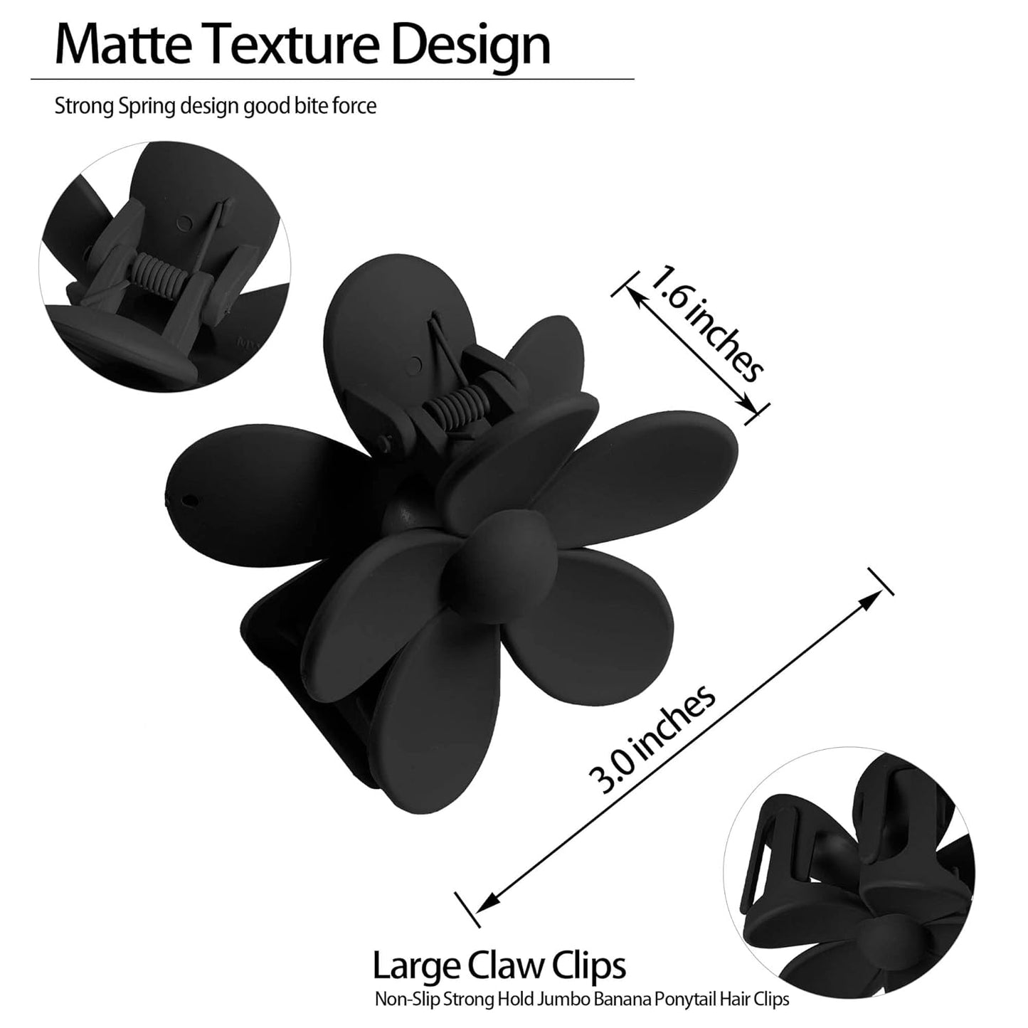 OWIIZI Hair Clip, Large Claw Clips for Thick Hair, Non-Slip Cute Flower Matte Big Hair Clips, Strong Hold Barrette Jumbo Hair Clips for Women, 6 Pieces Set