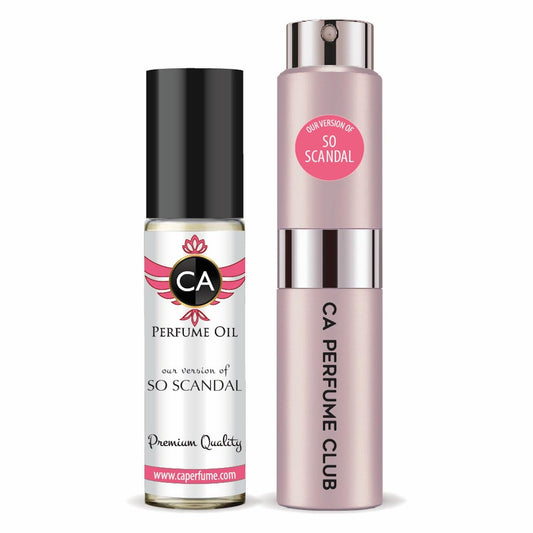 CA Perfume Duo Impression of So Scandal For Women Perfume Layering Set Long Lasting Travel Size EDP + Body Oil Roll-On Bottle 0.27 Fl Oz+0.33 Fl Oz