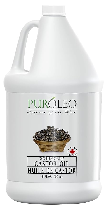 PUROLEO Castor Oil 64 Fl Oz/1900 ML (Packed In Canada) 100% Pure and Natural Hair, Lash, Beard, Eyelashes & Eyebrow Oil Black castor oil for brow lashes, Make eyelash serum, hair serum for dry hair