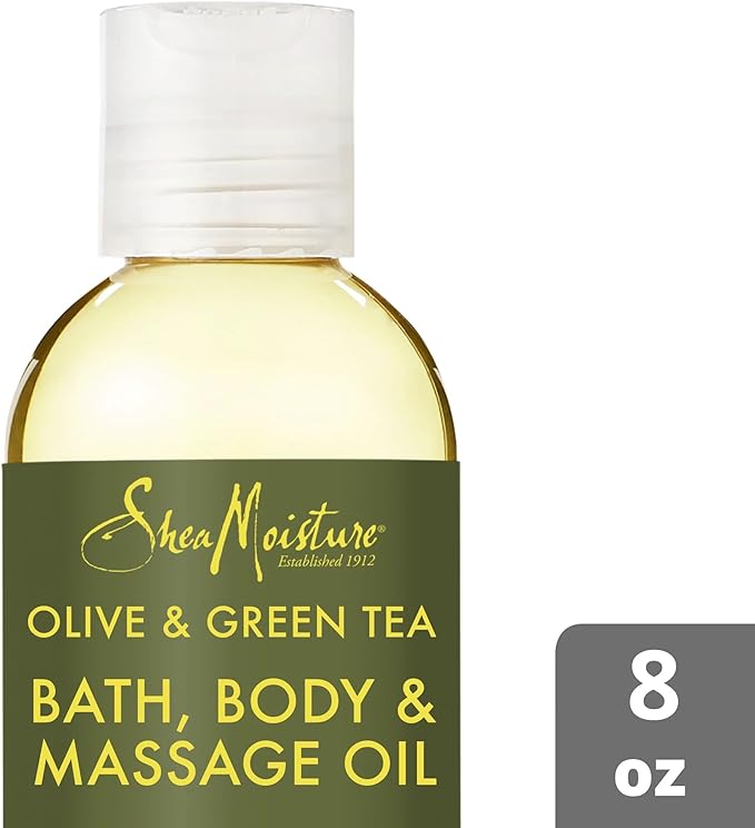 SheaMoisture Olive & Green Tea Bath, Body & Massage Oil 2-Pack – Avocado Oil, Anti-Aging & Ultra-Moisturizing for Dry Skin, 8 Oz Ea