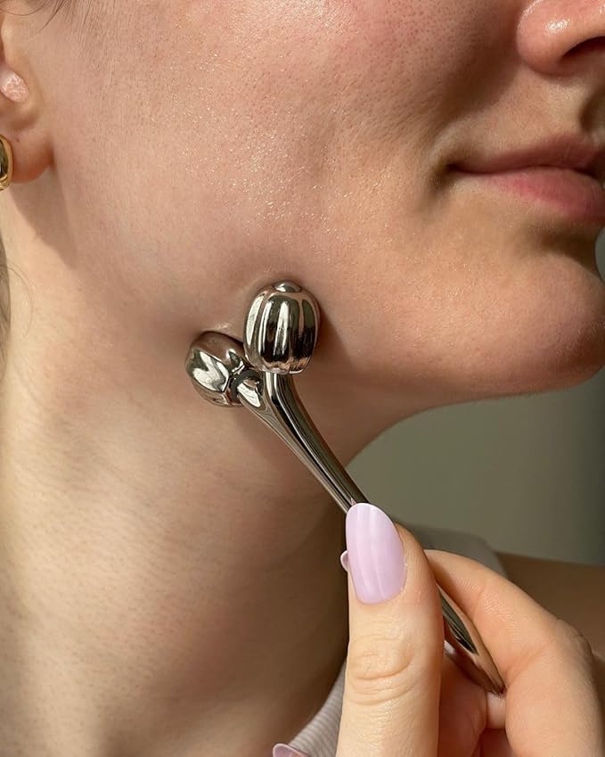 MiniSculpt Stainless Steel Mini Facial Massager - Metal Face Roller for Sculpting, Neck & Eye Massage, Depuffing, Skincare Gift