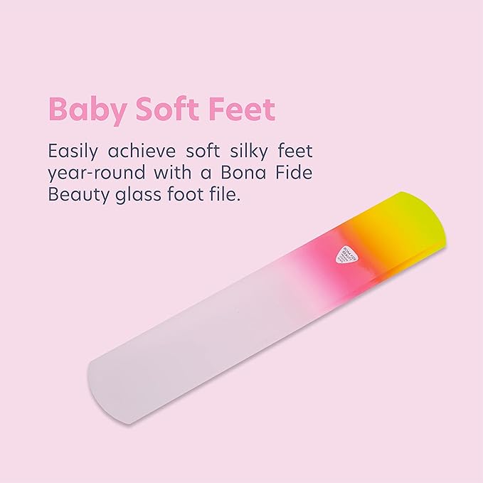 Bona Fide Beauty Czech Glass Foot File with Sleeve. Foot Callus Remover Made in The EU (Sunset Color)