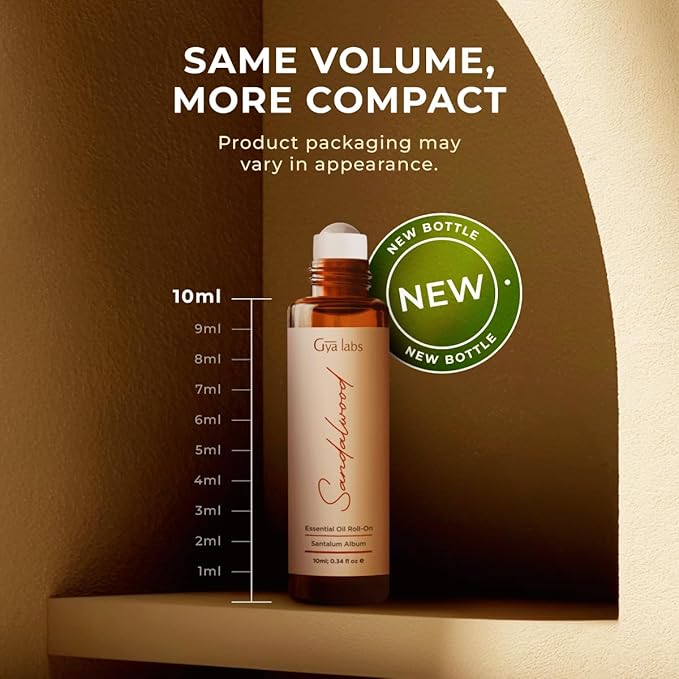 Gya Labs Sandalwood Essential Oil Roll on - Sandalwood Perfume for Women & Men, 100% Pure Natural Aromatherapy Oil Roller for Skin, Alcohol Free, Travel Size (0.34 Fl Oz)