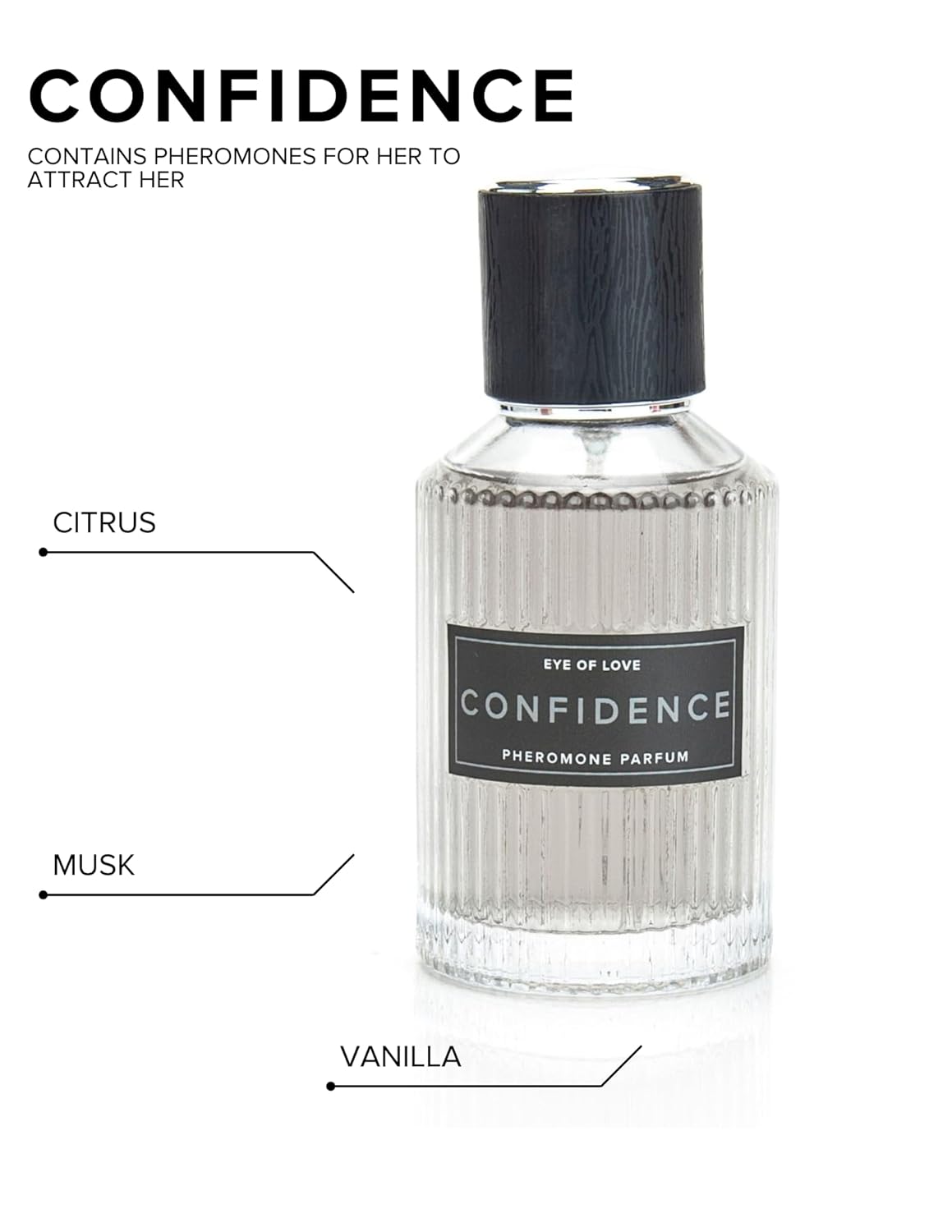 Eye of Love Confidence Pheromone Cologne for Men - Subtle Citrus Musk Perfume with Jasmine Honey & Vanilla - Long Lasting Plant-Based Scent for Daily Use - 50ml/1.6fl oz - Fragrances for Men