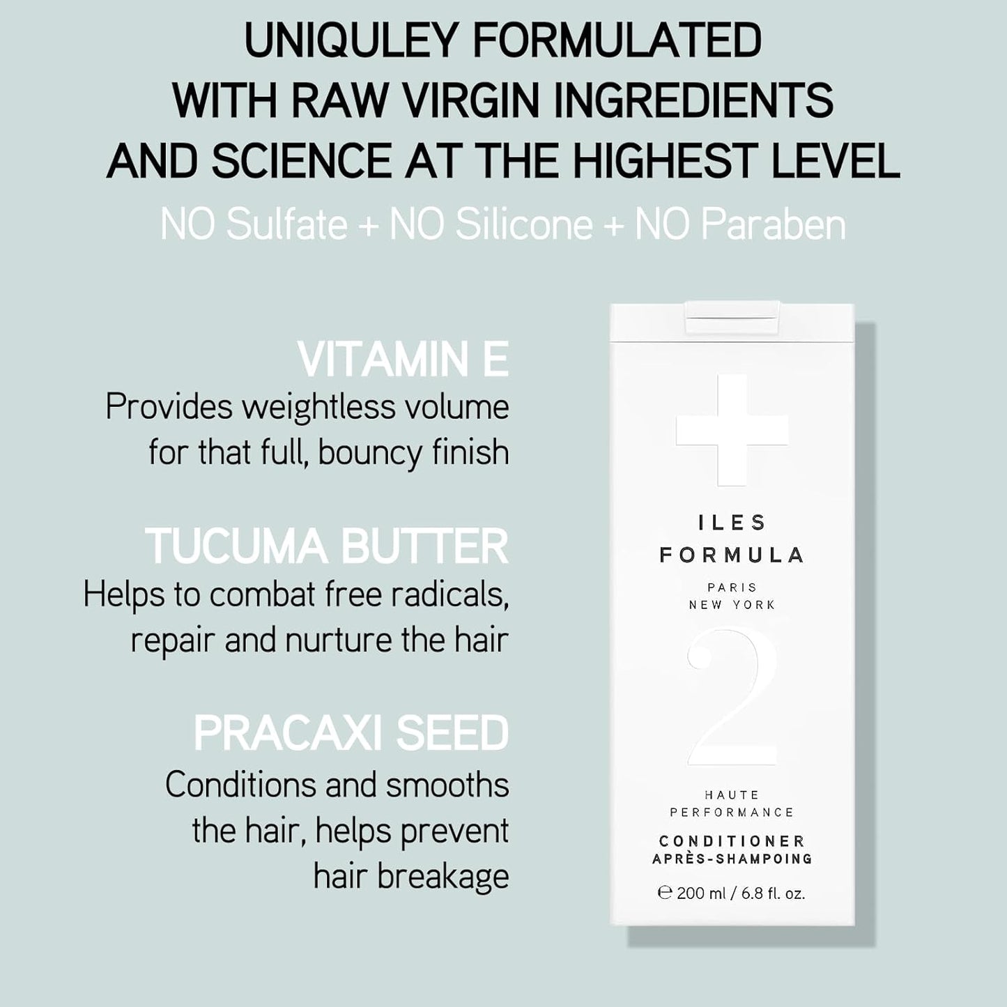 ILES FORMULA Haute Performance Shampoo and Conditioner Duo - Deep Cleanse, Detangles, Stops Hair Breakage & Transforms Damaged Hair + Color & Extension Safe (200ML Each)