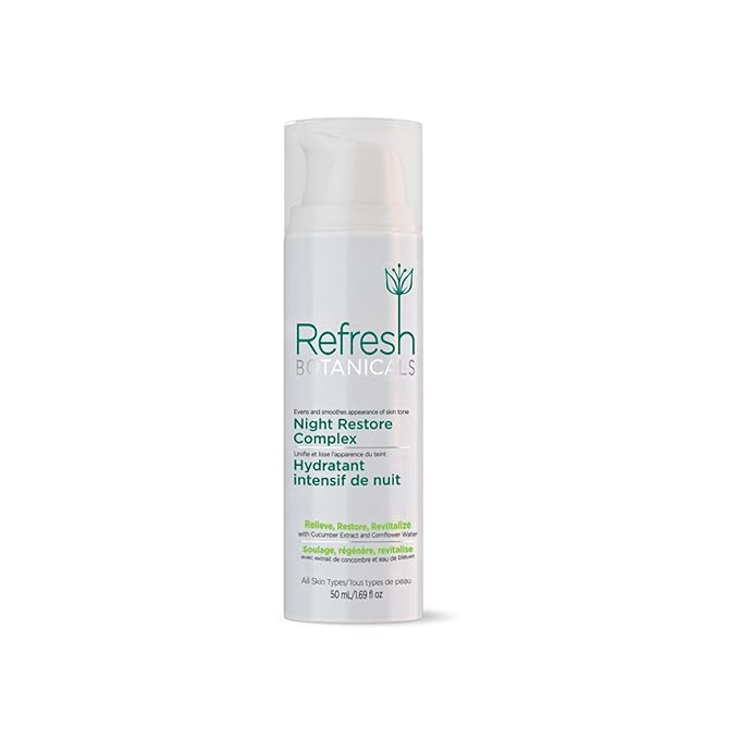 REFRESH BOTANICALS Night Restore Complex | Youth-restoring Night Cream with Cucumber and Cornflower | For Dry to Normal Skin Types | Organic & Natural | Paraben & Chemicals free | 50 ml