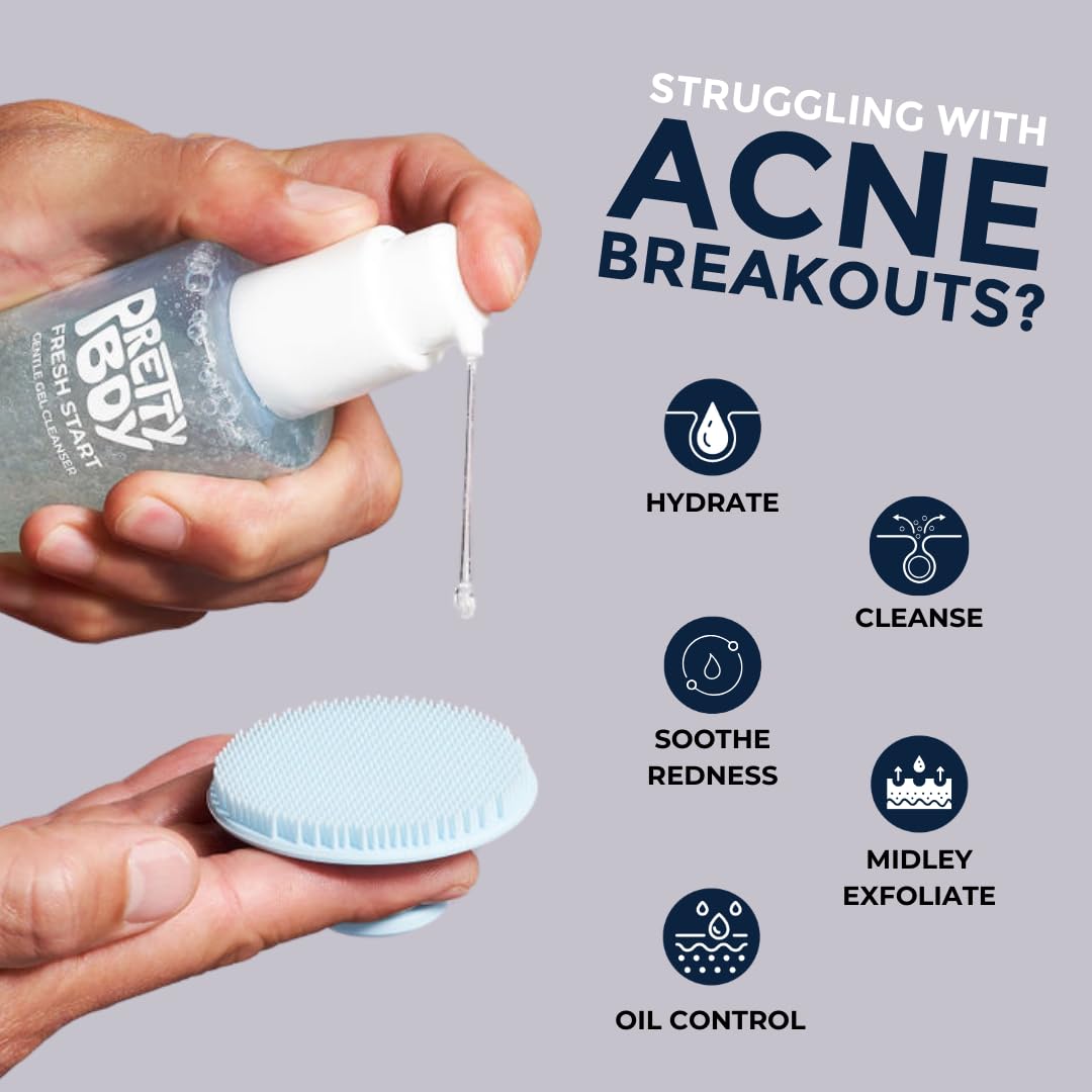 Prettyboy Fresh Start Gentle Face Cleanser | Hydrating & Exfoliating with Niacinamide, Hyaluronic Acid, and Amino Acids | Dermatologist-Approved, Sensitive Skin-Friendly, Daily Facial Wash