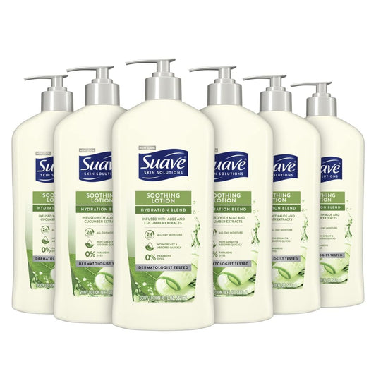 Suave Skin Solutions Body Lotion Soothing With Cucumber 18oz 6 Pack