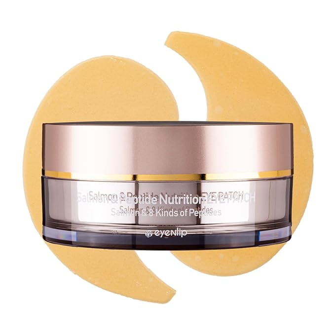 Salmon & Peptide Nutrition Eye Patches – Hydrating & Anti-Aging Under Eye Patches with Collagen & Peptides for Puffy Eyes, Fine Lines, and Dark Circles – Korean Skincare, 60 Patches