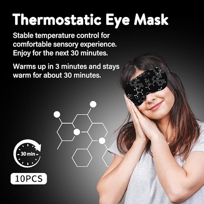 Minidiva Steam Eye Mask for Dry Eyes, 30Pcs Self Heating Spa Warm Relax Sleep Mask, Disposable Heated for Dark Circles Eye Fatigue, Relieve Stress (Graphene)
