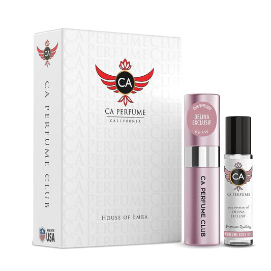 CA Perfume Duo Impression of Delina Exclusif For Women Perfume Layering Set Long Lasting Travel Size EDP + Body Oil Roll-On Bottle 0.27 Fl Oz+0.33 Fl Oz