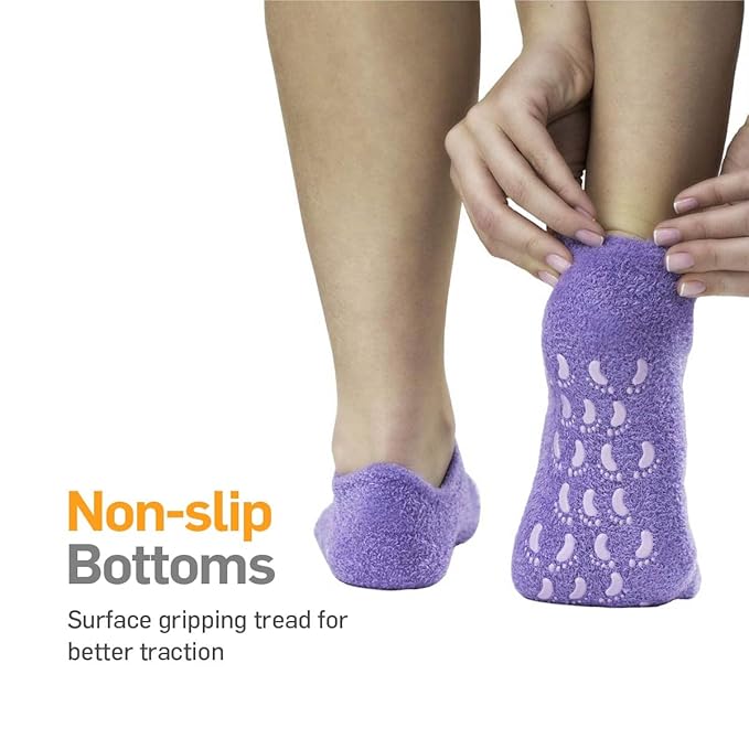 NatraCure Moisturizing Gel Socks - (Helps Dry Feet, Cracked Heels, Dry Heels, Rough Calluses, Cuticles, Dead Skin, Use with Your Favorite Lotions, Creams or Spa Pedicure) - Color: Lavender