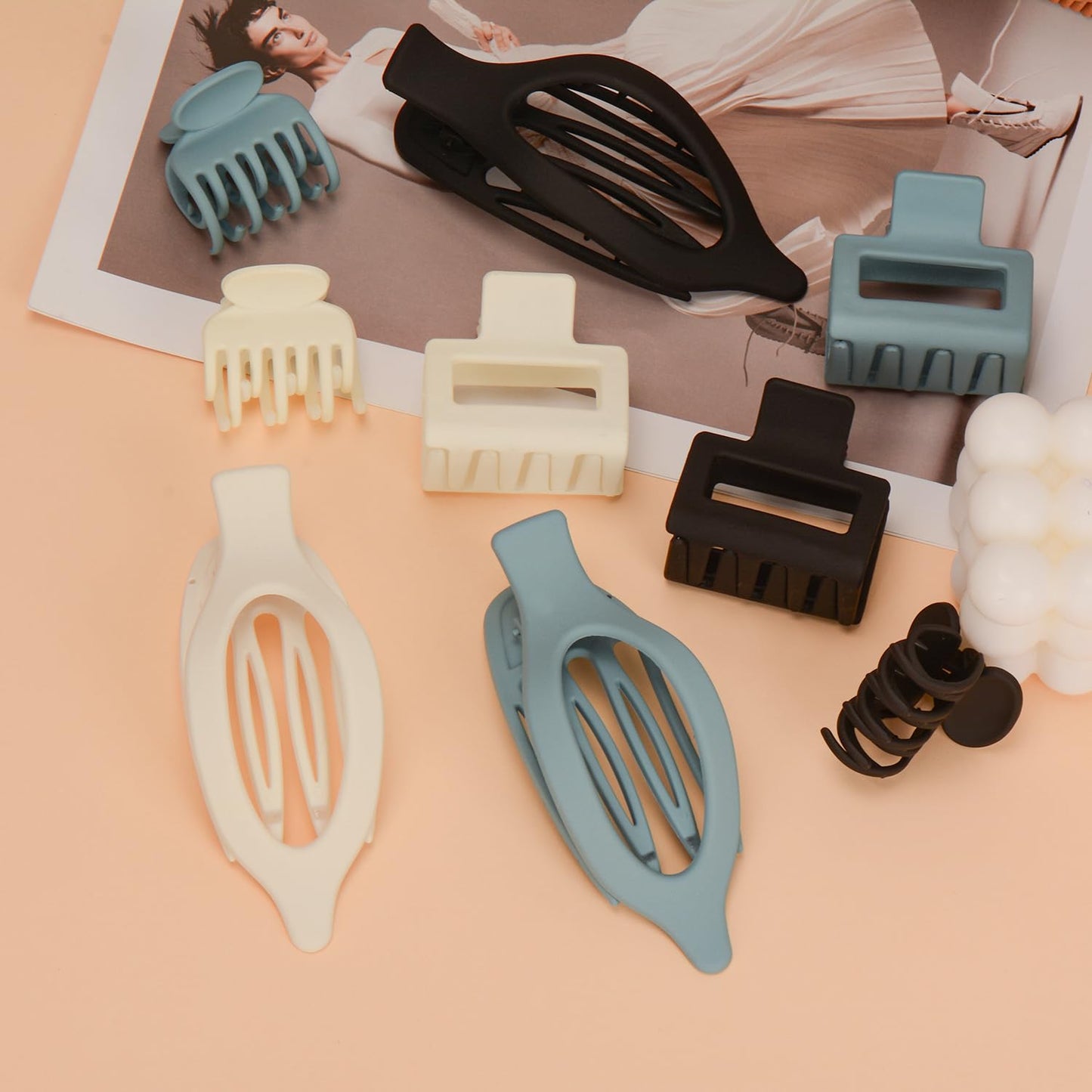 Mehayi 9 PCS Matte Hair Clips Claw for Women Girls, 3 Styles Nonslip Small Hold Strong Hold Cute Jaw Clip Barrettes for Thick Thin Long Short Hair, Fashion Acrylic Hair Clamps Styling Accessories
