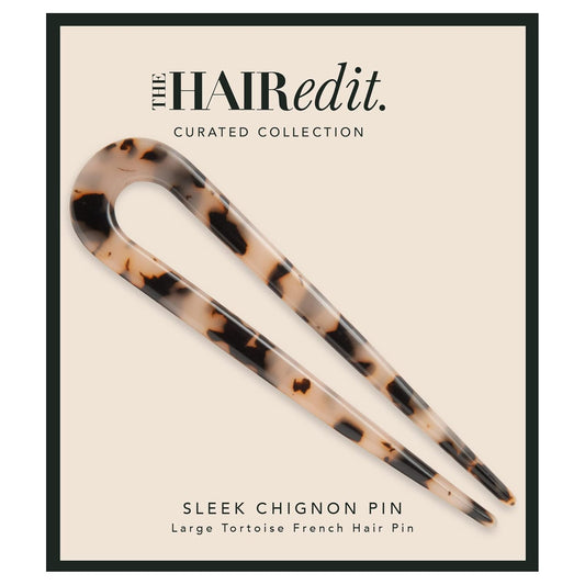 The Hair Edit Sleek Chignon Pin - Large U-shaped French Hair Pin With a Tortoise Finish