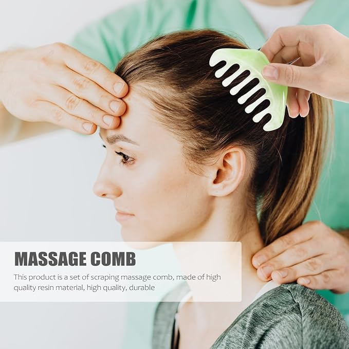 Healifty Resin Massage Comb 3Pcs - Guasha Scalp Comb, Handheld Gua Sha Scraping Massage Tool for Head Caring, Relax (Green & Yellow & Apricot)