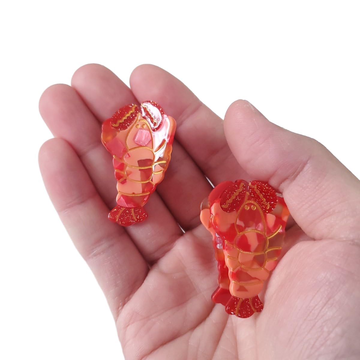 Mini Lobster Hair Clips,Cellulose Acetate Hair Clips,Small Claw Clips for Girl,Hair Accessories,Pack of 2