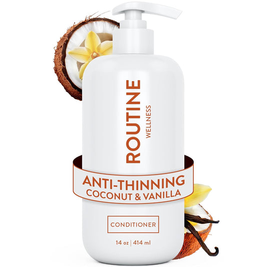 Routine Wellness Anti-Thinning Deep Conditioner for Thinning Hair - DHT Blocker for Hair Loss in Men & Women - Promotes Healthy Hair - Coconut & Vanilla 14oz