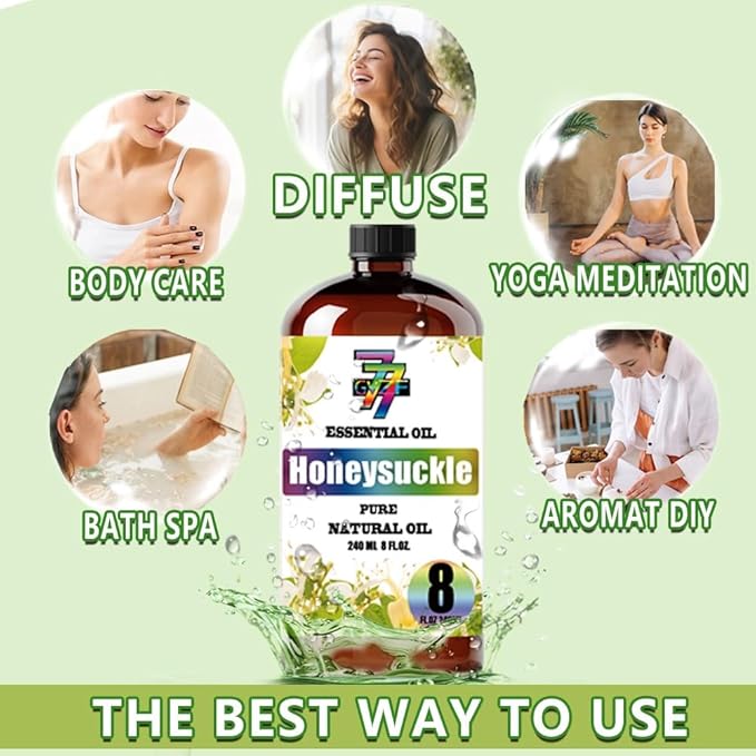 Honeysuckle Essential Oil (8 oz/240 ml) - Honeysuckle Oils Used in diffusers, humidifiers, Home Baths, Cleaning Products, Yoga, DIY Soaps and DIY Scented Candles