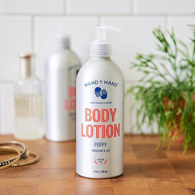Hand in Hand Moisturizing Body Lotion, Dry Skin Lotion with Shea Butter, 10 Fl Oz, Tangerine & Lily, Poppy Scent, 2 Pack