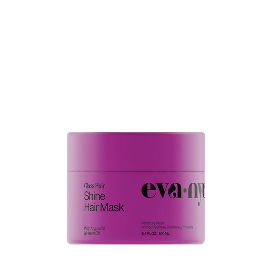 Eva NYC Anti-Frizz Hair Mask for Instant Shine - Argan Oil + Neem Oil - For High Gloss + Glassy Mirror-Like Shine - Nourishing Anti-Frizz Hair Product - Warm Vanilla Scent - 8.4 fl oz