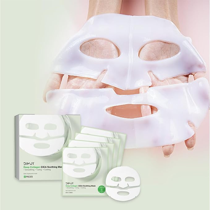 4 PACK Deep Collagen Overnight Mask, Bio-collagen Face Hydrogel Mask Korean Skincare Facial sheet masks for lifting, firming, and Elasticity Improvement (CICA Shooting Mask)