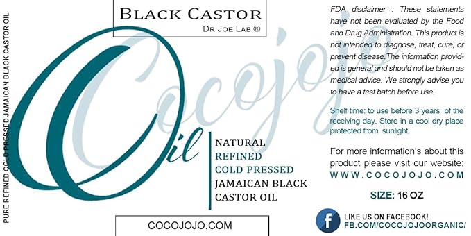 Dr Joe Lab Jamaican Black Castor Seed Oil 16 oz Pure Natural Black Castor Oil Partially Refined Cold Pressed JBCO - for Hair Skin Body Eyebrow Eyelash - Moisturizing & Nourishing