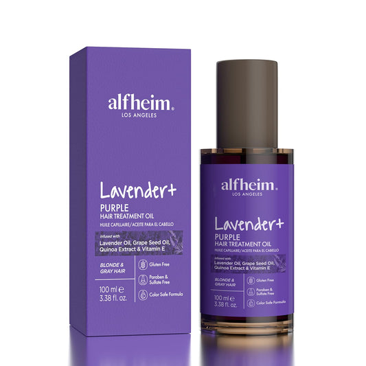 ALFHEIM Lavender+ Purple Hair Oil for Blonde, Silver & Color-Treated Hair – Anti-Brass & Frizz Control Serum – Restores Shine, Smoothness & Cool Radiance – with Grape Seed Oil – 3.38 oz / 100 ml