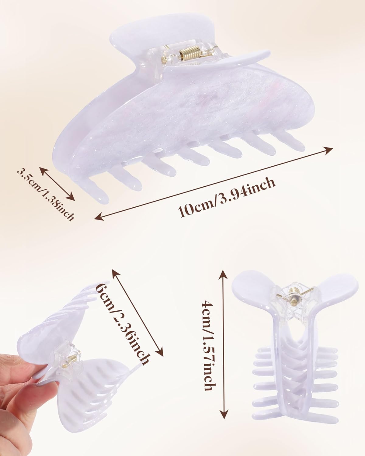 Molans 3PCS Hair Claw Clips Acrylic Clamps for women - Non-slip Strong Hold Barrettes for Thin Thick Hair, Medium hair clips Accessories