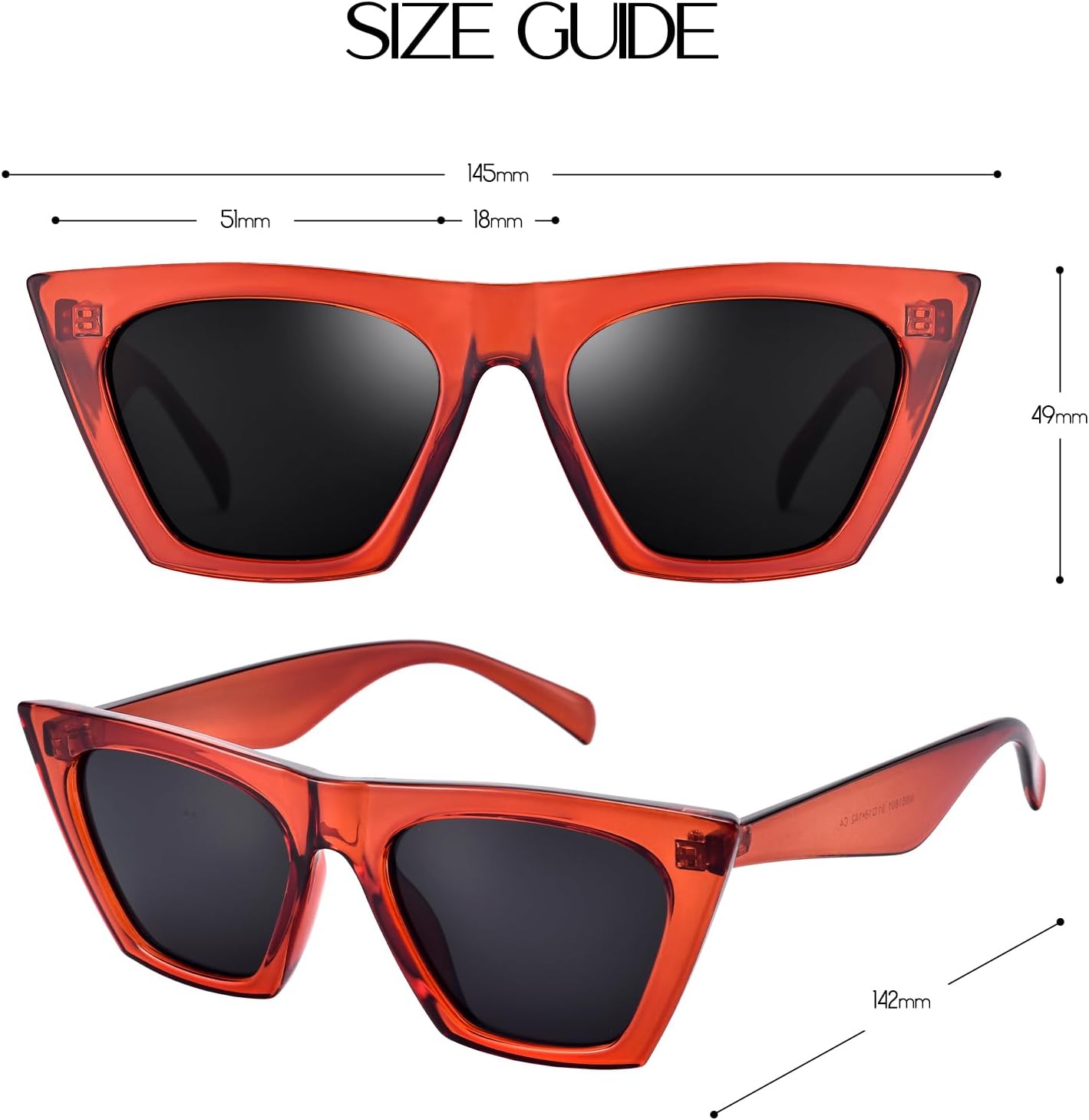 mosanana Square Cat Eye Sunglasses for Women Trendy Retro Cool MS51801