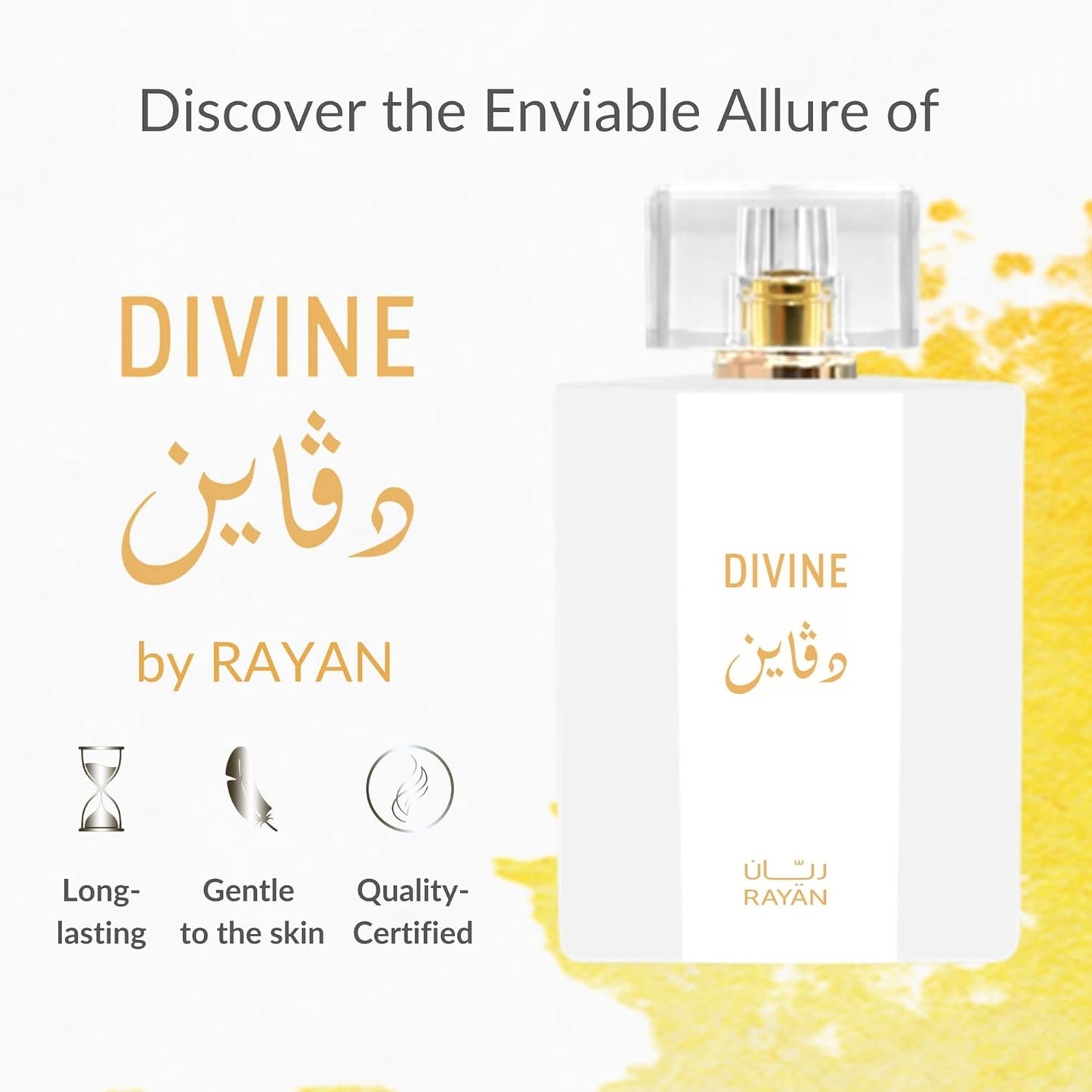 DIVINE Perfume for Women - Long Lasting Arabian Eau De Parfum, 100mL (3.34 Fl oz), White Floral Garden, Jasmine, Orange Blossom, William Pears & Amberwood - Ideal Gift for Her for Ramadan & Eid